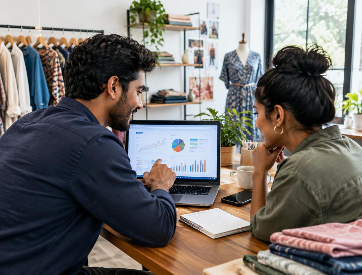 Business owners using connected business software